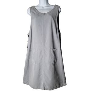 Talbots Lagenlook Modest Jumper Dress Gray M 100% Tencel Lyocell USA Pockets VTG